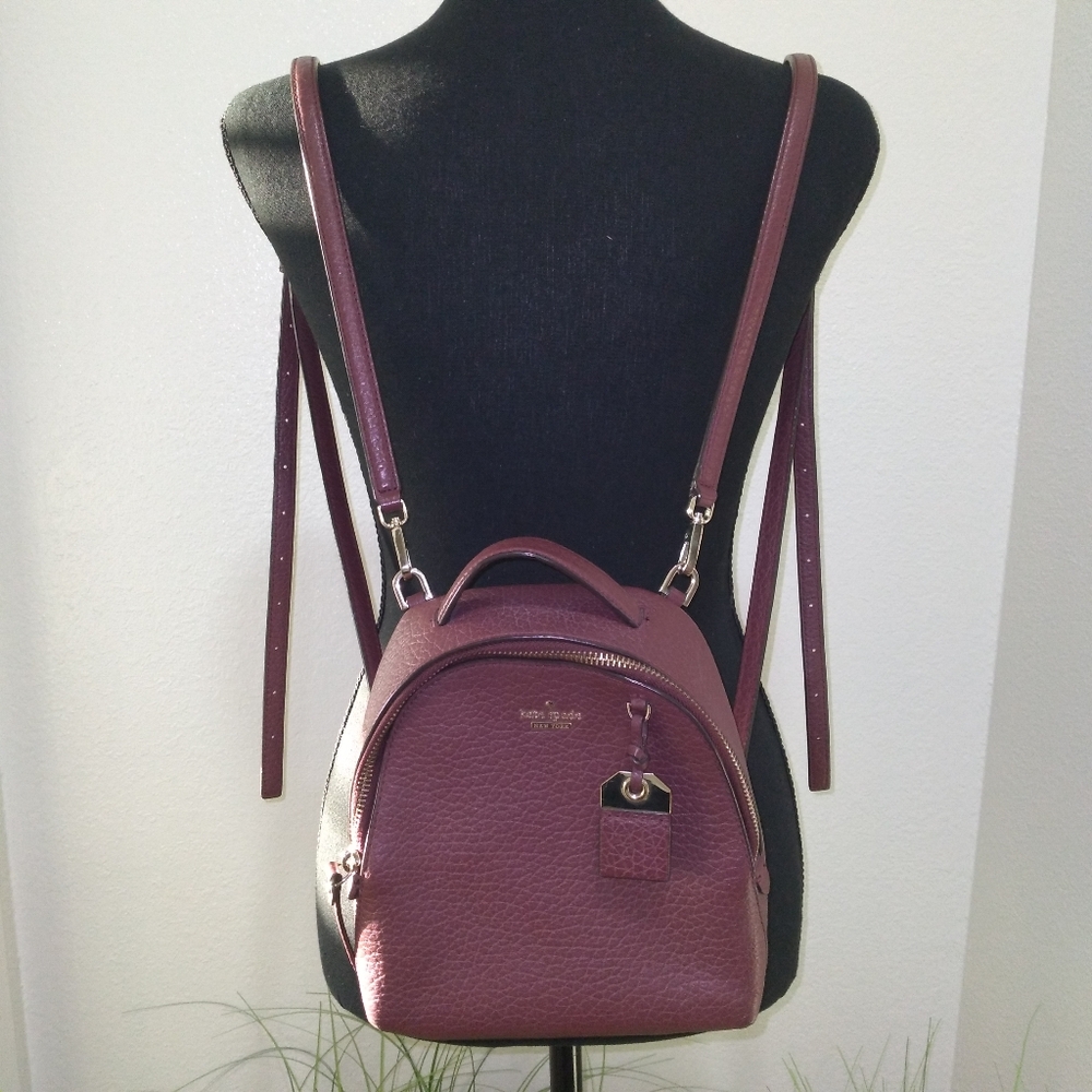 Authentic Kate Spade New York Burgundy Leather Mini Caden Carter Backpack